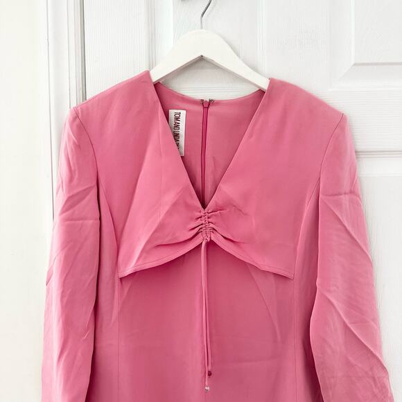 Tom And Linda Platt Vintage Barbie Pink CInched Chest V Neck Sheath Dress 10 - Picture 2 of 10